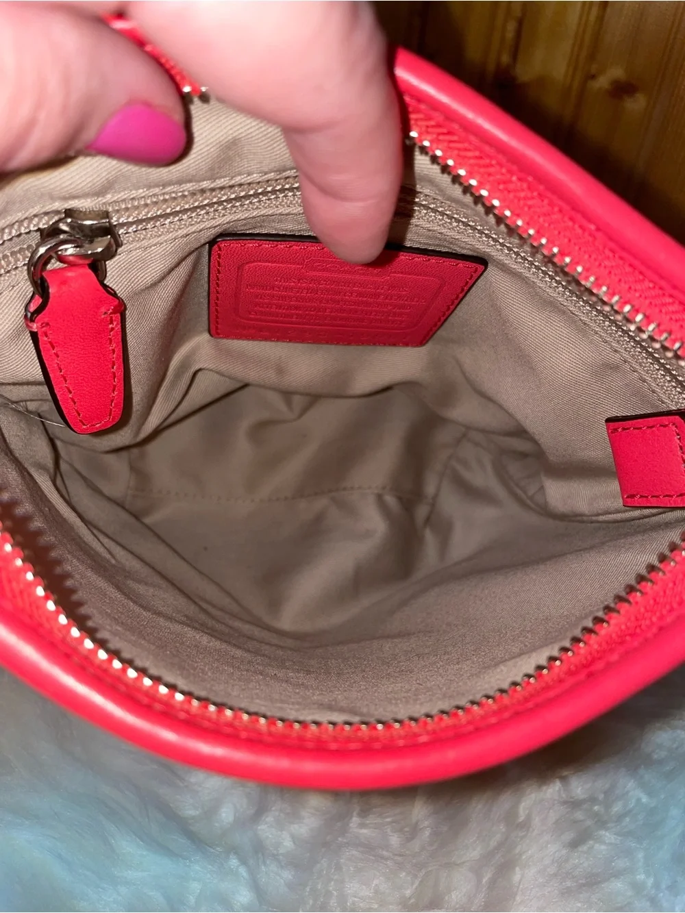 Coach Taylor Zip Top Crossbody Bag 19901 Coral Pink Leather Tassel with Dust Bag